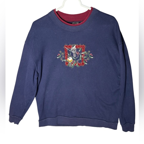 C & B Sport by Croft &‎ Barrow Size Large Embroidered Sweatshirt - Picture 1 of 6